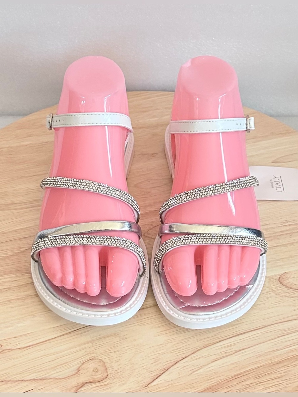 MARELLA White and Silver Leather Sandals size 4